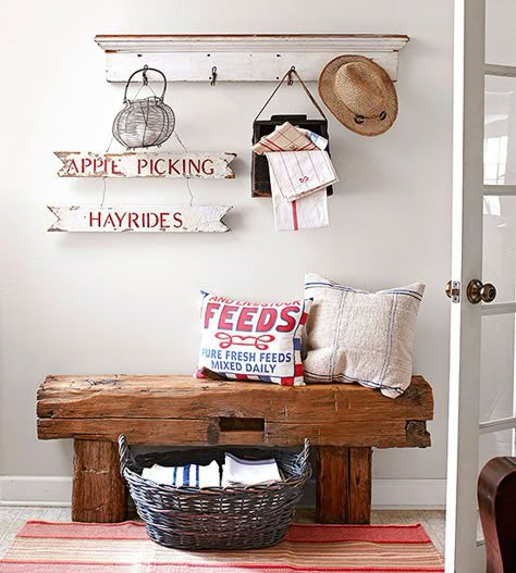 Love the bench made of old barn beams!! Barn Beam Ideas, Beam Bench, Beam Furniture, Beam Ideas, Barnwood Ideas, Barn Wood Ideas, Cabin Chic, Farmhouse Style Table, Barn Wood Crafts