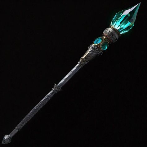 Wizard Staff Design, Magic Staff, Wizard Staff, Dnd Items, Elf Characters, Green Magic, Magic Items, Dnd Monsters, Dungeons And Dragons Homebrew