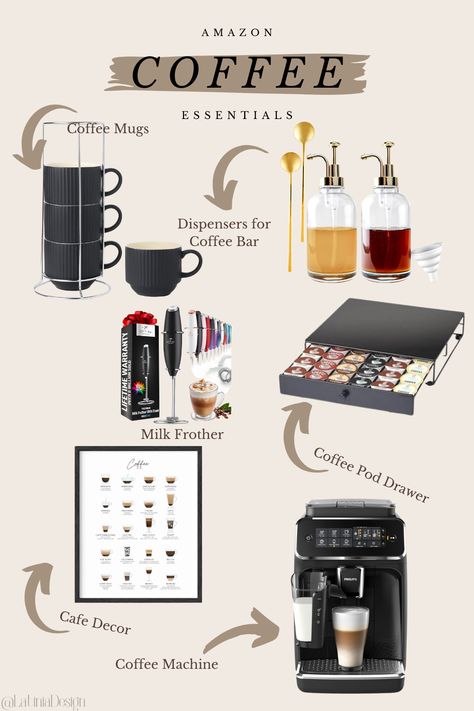 Discover everything you need to create your favorite brew at home with Amazon's Coffee Essentials! From premium beans to must-have accessories, find your perfect coffee companion. Elevate your morning ritual and savor every sip with our curated selection. #CoffeeLovers #MorningRitual #AmazonFinds Coffee Station At Home, Coffee Bar Essentials, Coffee Essentials, Coffee Pods Drawer, Tea Afternoon, Soda Bar, Coin Café, Coffee Bar Station, Essentials Checklist