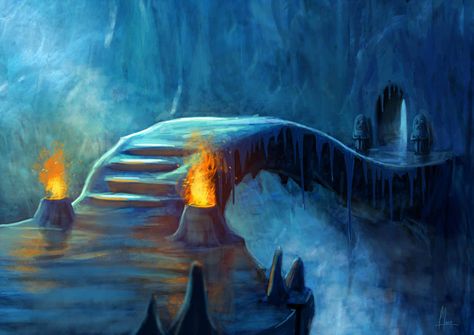 Art For School, Cave Drawing, Server Ideas, Winter Campaign, Ice Caves, Ice Art, Fantasy Concept, Cave House, Story Art