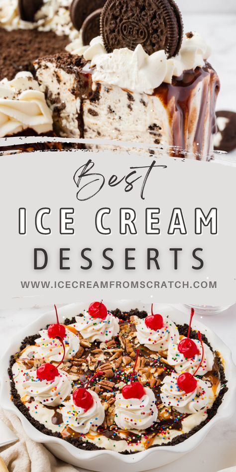 Ice Cream Dessert Recipes, Ice Cream Sundae Recipe, Ice Cream From Scratch, Mint Chocolate Chip Milkshake, Ice Cream Dessert Recipe, Creative Ice Cream, Sundae Recipes, Oreo Ice Cream Cake, Scream 4