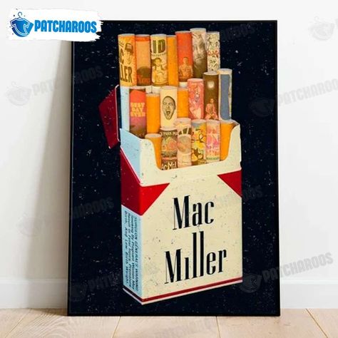 Retro Mac Miller Cigarette Pack Discography Poster Mac Miller Gift Ideas Check more at https://patcharoos.com/product/retro-mac-miller-cigarette-pack-discography/ Mac Miller Gift Ideas, Mac Miller Painting, Painted Wine Bottles, Mac Miller, Bottle Painting, Bedroom Wall Art, Bedroom Wall, Wine Bottle, Projects To Try