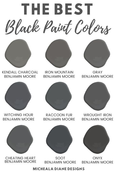 Black Paint Colors, Benjamin Moore Wrought Iron, Gray Paint Colors, Kendall Charcoal, Charcoal Paint, Black Paint Color, Shingle Colors, Farmhouse Paint Colors, Gray Paint