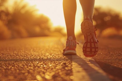 Back view of jogging woman at sunset stock photo Athlete Running, Vector House, Sunset Images, Vector Portrait, Back View, Rising Sun, City Streets, The Morning, Compass