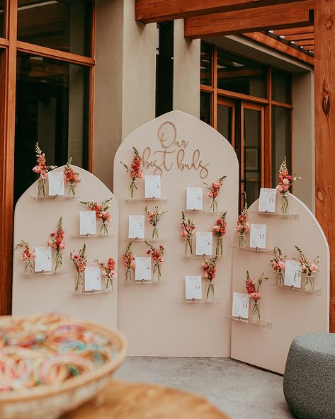 Can't think of a more beautiful way to welcome your best buds to the celebration! This floral-filled seating chart is blooming with love and friendship.🌸 . . Elite Planning & Design: @ashleynicoleaffair Venue: @fssantafe Photography: @mollymorganphotography Band/Videography: @diamondempireband Florist: @floriography_flowers DJ: @djtej Catering: @fssantafe  Cake: @chocolatemaven Dessert: @churro_bar Hair/MUA: @something_ginger Rentals: @copartyrentals | @darlingdetailsrentals | @bbjlatavola Best Buds Wedding Seating Chart, Best Buds Seating Chart, Churro Bar, Love And Friendship, Best Bud, Seating Chart, Seating Charts, Plan Design, Best Part Of Me