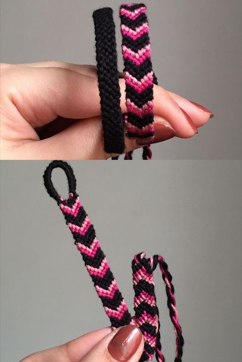 Pink And Black Bracelets, Black And Pink Bracelet, Heart Chevron Bracelet, Black Pink Bracelet, Pink Friendship Bracelet, Black Friendship Bracelet, Flowers Paper Craft, Chevron Friendship Bracelet, Marble Bracelet