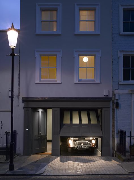 Photo 8 of 14 in 15 Modern Garage Doors That Demand a Second Look from A Stunning Townhouse For Sale in a Historic London Neighborhood - Dwell Townhouse With Garage, Grey Garage Doors, Sliding Garage Doors, Backyard Hangout, Modern Garage Doors, Exterior Facade, London Neighborhoods, Clad Home, Cedar Cladding