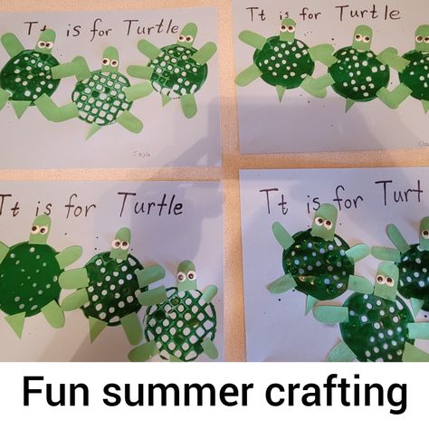 Potato masher paint Turtles 🐢 Turtle Craft, Turtle Crafts, Fun Summer Crafts, Toddler Arts And Crafts, Potato Masher, Turtle Painting, Toddler Art, Beach Crafts, Summer Crafts