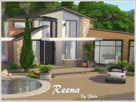 The Sims Resource - Reena (No CC) Sims 4 Cc Small House, No Cc Sims 4 House, Sims 4 No Cc House, Sims 4 House No Cc, Sims 4 Houses No Cc, Sims 4 Houses Cc, Morden House, House No, Sims 1