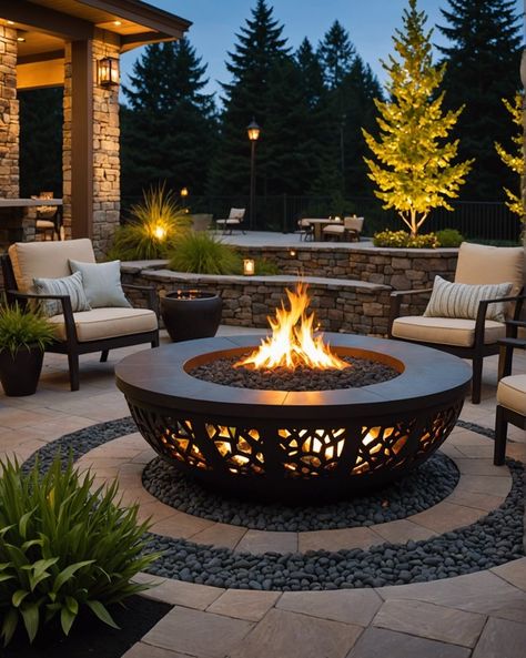 Fire Pit Chimney Outdoor, Outside Fireplace Ideas Fire Pits, Propane Firepits Backyard Ideas, Outdoor Fire Pit Patio Ideas, Gas Outdoor Firepits, Outdoor Gas Fire Pit Ideas, Firepits Backyard Ideas, Outdoor Fire Pit Patio, Fire Pit Chimney