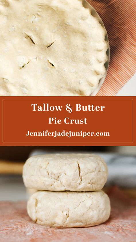 How to Make a Tallow (or lard) and Butter Pie Crust - Jennifer Jade Juniper Butter And Lard Pie Crust, Pie Crust With Lard And Butter, Lard And Butter Pie Crust, Pie Crust With Tallow, Tallow Pie Crust, Beef Tallow Pie Crust Recipe, Beef Tallow Pie Crust, Pie Crust Made With Lard, Pie Crust With Lard