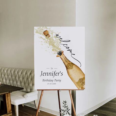 Cheer Birthday Party Welcome Foam Board | Zazzle Welcome To Our Engagement Party Signs, Engagement Party Restaurant Decor, Engagement Poster Ideas, Champagne Theme Engagement Party, After Engagement Party, Engagement Party White And Gold, Engagement Party Indoor, Engagement Brunch Decorations, Engagement Party Themes Classy