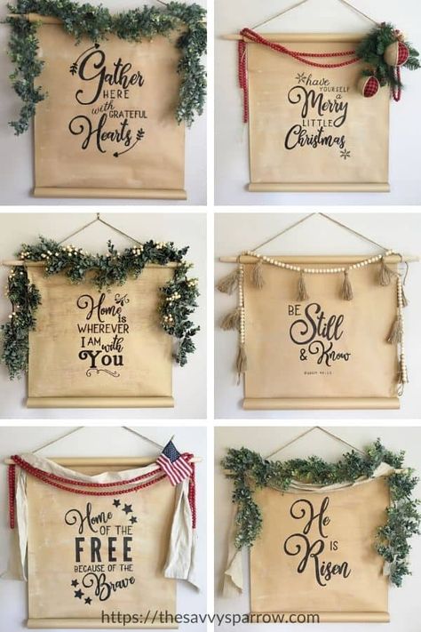 Kraft Paper Scroll, Christmas Wall Signs Diy, Diy Scroll, Scroll Sign, Christmas Wood Signs, Farmhouse Wood Signs, Hamamatsu, Wooden Signs Diy, Farmhouse Wood Sign