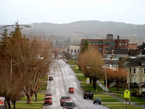 View from Broadway Washington Towns, Pnw Small Town Aesthetic, Pnw Small Town, Aberdeen University Aesthetic, Aberdeen Washington, Grays Harbor, Evergreen State, Continental Divide, Oregon Washington