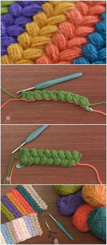 How To Crochet The Braided Puff Stitch Braided Wheat Stitch Crochet, C2c Puff Stitch, Zig Zag Puff Stitch Crochet Pattern, Crochet Puff Stitch Tutorial, Zig Zag Puff Stitch Crochet, Braided Puff Stitch Crochet, Crochet Puff Stitch Scarf, Horizontal Puff Stitch Crochet, Chunky Yarn Crochet Pattern