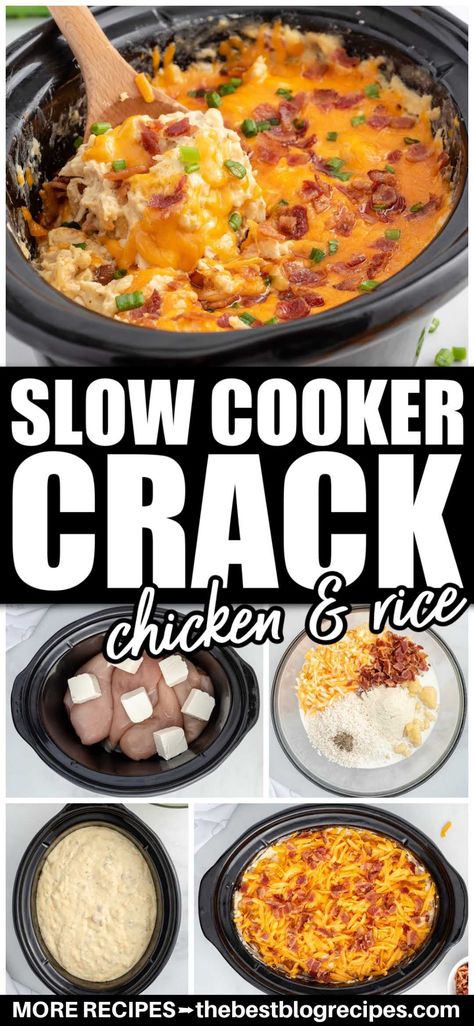 Crockpot Chicken Chunks, Cracked Out Chicken And Rice Bake, Chicken And Cheese Crockpot Recipes, Smoked Chicken And Rice, Crockpot Chicken Over Rice, Frozen Chicken Tender Crockpot Recipes, Cream Cheese Chicken And Rice, Creamy Chicken And Rice Crockpot, Crockpot Chicken Tender Recipes