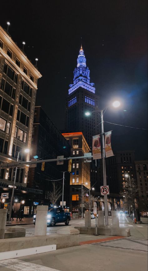 Cleveland Ohio Aesthetic, Cleveland Aesthetic, Cleveland Downtown, Downtown Cleveland Ohio, Cleveland City, Downtown Cleveland, Center City, Cleveland Ohio, Night Aesthetic