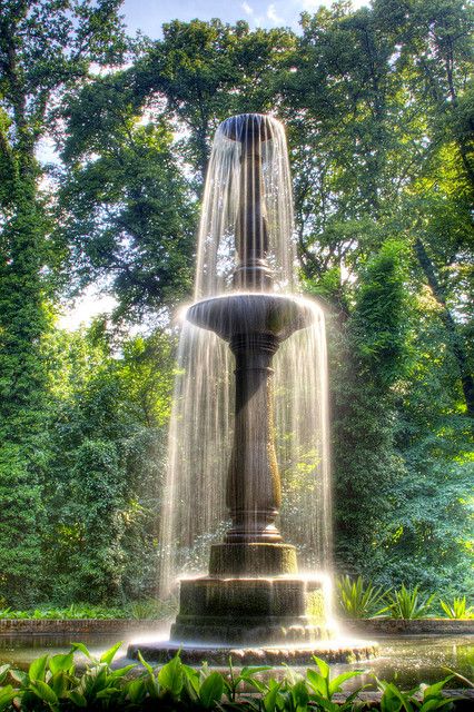 last night, i dreamed of a fountain... Photo by Till Kresh via Flickr. Column fountain, created 1824 by Martin Friedrich Rabes in the middle of the "Pfaueninsel" (Peacock Island) in Berlin, Germany. Tiered Water Fountains Outdoor, Fountain Architecture, Patio Fountain, Kolam Air, Taman Air, Fountains Backyard, Water Fountains Outdoor, Water Fountains, Water Features In The Garden