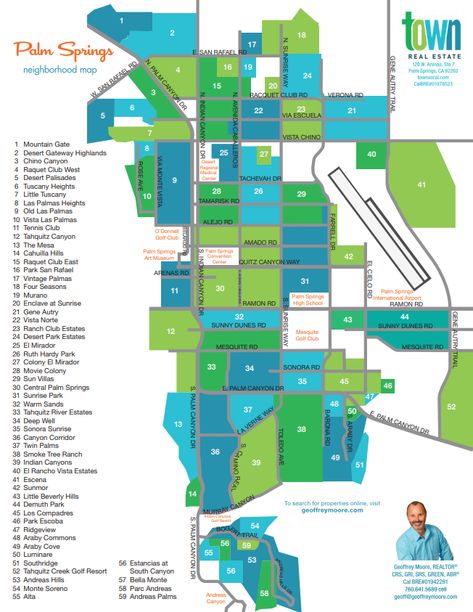 Palm Springs Map | Palm Springs Neighborhoods Palm Springs Map, Golf With Friends, Downtown Core, Modern Condo, Top Realtor, Cathedral City, Palm Springs California, Luxury Estate, Stately Home