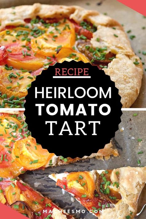 Heirloom Tomato Tart: Homemade pie crust with creamy ricotta cheese and perfectly ripe heirloom tomatoes. Perfect for tomato season! | macheesmo.com #tomato #tart #ricotta Heirloom Tomato Recipes, Heirloom Tomato Tart, Ricotta Tart, Tomato Tart Recipe, Tomato Pie Recipe, Homemade Pie Crust, Cheese Baked, Cooking App, Tomato Season