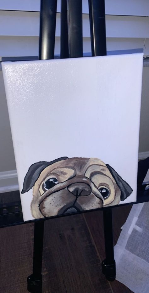 Painted this pug for my boyfriend who’s dog passed yesterday :( Pug Painting, Paint And Sip, My Boyfriend, Pottery Painting, Art Class, Mini Art, Painting Acrylic, Art Classes, Pug