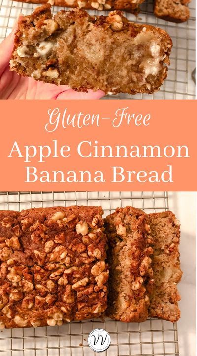 An easy gluten-free banana bread recipe with a twist for fall: apple cinnamon banana bread! This doughy sweet bread is perfect for an easy breakfast, healthy snack, or healthy dessert. It's gluten-free, but you honestly can't even tell, it's so decadent! #glutenfreerecipes #glutenfreerecipe #healthybaking Vegetarian Breakfasts, Banana Bread Gf, Banana Bread With Applesauce, Apple Banana Bread, Cinnamon Banana Bread, Banana Walnut Bread, Snack Hacks, Gluten Free Banana Bread, Gluten Free Banana