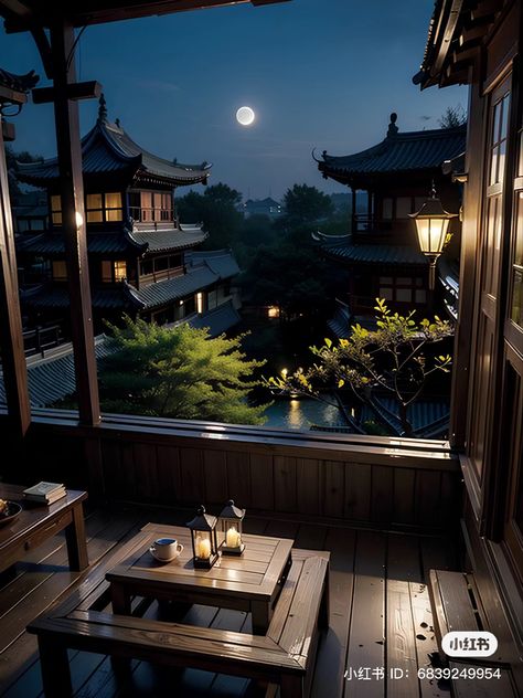 The House Of Spirits, Chinese Dining Room, Lantern Rite, Chinese Buildings, Japan Interior, Night Time Photography, Asian House, Japanese Style House, Japan Illustration