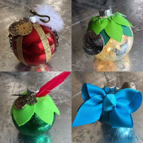 Peter Pan Ornaments Diy, Peter Pan Ornament, Peter Pan Christmas Tree, Christmas Movie Ornaments Diy, Disney Christmas Ornaments Diy, Peter Pan Christmas, Disney Diy Christmas Ornaments, Disney Christmas Diy, Tinker Bell Peter Pan