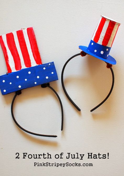 Fourth Of July Hats, Fourth Of July Kids, Windsock Craft, Love Fireworks, Cardboard Ideas, Fourth Of July Crafts For Kids, Fireworks Craft, Headband Crafts, Hat Diy