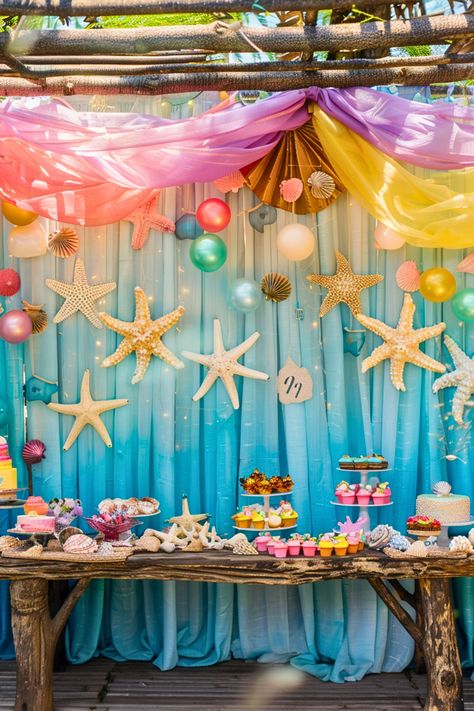 Dreaming of a beach-inspired birthday party? Picture a coastal boho backdrop with driftwood, colorful seashells, and a woven throw blanket for a touch of ocean magic. It’s like bringing the sun and sand to your celebration! I adore how it captures endless summer vibes in the most stylish way. Dive into these ideas and create your own coastal oasis for a memorable birthday! Birthday Backdrop Ideas, Colorful Seashells, Ocean Magic, Boho Backdrop, Coastal Boho, Backdrop Ideas, Coastal Vibes, Boho Birthday, Party Pictures