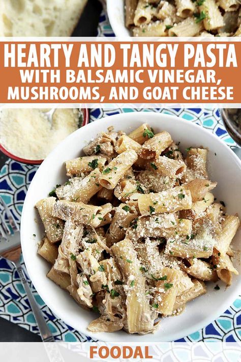 Vinegar Recipes Food, Balsamic Pasta, Vinegar Recipes, Unique Pasta, Balsamic Vinegar Recipes, Dorm Food, Goat Cheese Pasta, Balsamic Recipe, Sunday Dinners