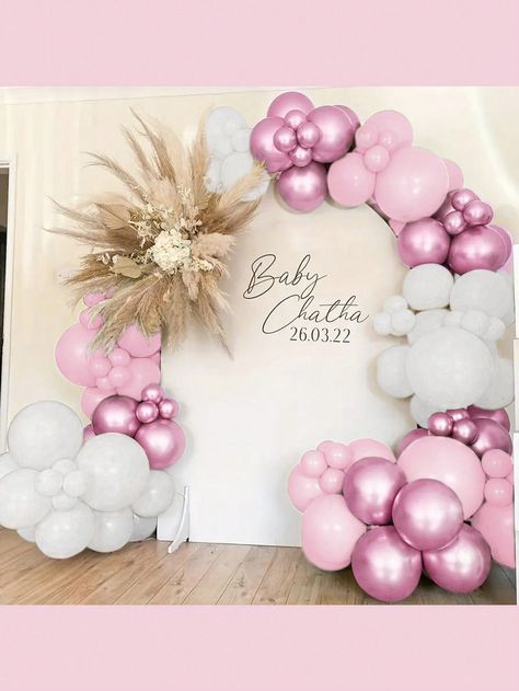 Multicolor  Collar  Latex   Embellished   Event & Party Supplies Party Photo Backdrop, School Interior, Garland Arch, Party Business, Balloon Backdrop, Wedding Party Photos, White Balloons, Pink Metallic, Arch Kit