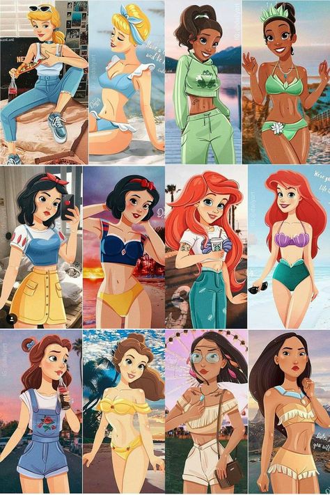 Modern Disney Princess Outfits Drawings, Modern Disney Princess Drawings, Disney Princess Fan Art Modern, Disney Princess Art Modern, Disney Princess Modern Outfits, Disney Princesses Modern, Modern Disney Princess Outfits, Cute Disney Princesses, Disney Princesses Art