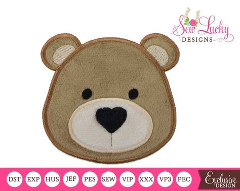 Teddy Bear Applique - 4 Sizes! - Products - SWAK Embroidery Baby Boy Applique, Teddy Bear Sketch, Nose Patch, Crochet Patchwork Blanket, Teddy Bear With Heart, Bear With Heart, Bear Applique, Small Teddy Bears, Felt Animal Patterns