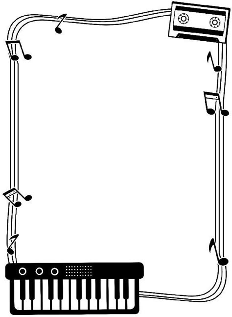 Musical Border Design, Mini Printer Templates, Music Border Design, Music Border, Music Notes Drawing, Boarders Designs For Projects, Music Doodle, Music Notes Art, Index Design