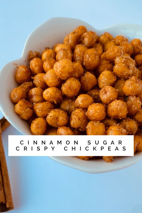 Cinnamon and Sugar Crispy Chickpeas Crispy Chickpeas, Roasted Chickpeas, Canned Chickpeas, Cinnamon Sugar, Chickpeas, Serving Size, Weeknight Dinner, Christmas Baking, Vegan Gluten Free