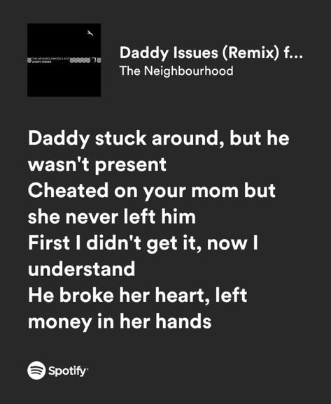 Family Problems Quotes Wallpaper, Daddy Issue The Neighborhood Song, Daddy Issue The Neighborhood Lyrics, Daddy Isuess Song Aesthetic, Daddy Issue The Neighborhood Spotify, Issues Lyrics, Quotes About Family Problems, The Neighbourhood Songs, Indie Lyrics