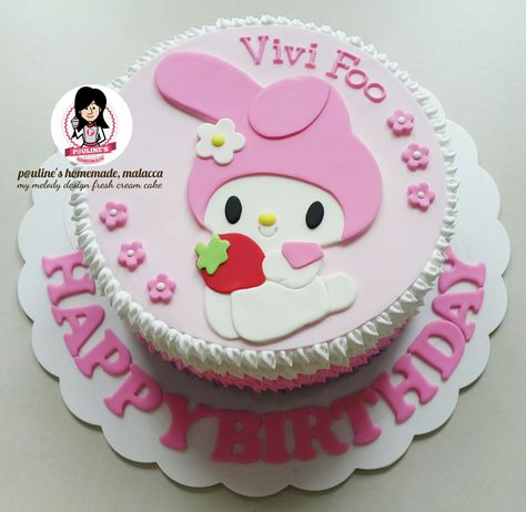 My Melody Cake Ideas, Melody Cake Design, My Melody Birthday Cake, Pastel My Melody, My Melody Cake, Birthday Cake Hello Kitty, My Melody Birthday, Melody Cake, Hello Kitty Pastel