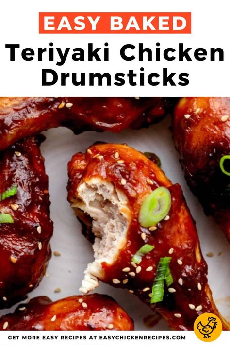 Oven Baked Teriyaki Chicken Drumsticks, Teriyaki Chicken Drumsticks, Drumstick Recipes Oven, Chicken Drumsticks Recipe, Drumsticks Recipe, Baked Teriyaki Chicken, Chicken Chinese, Easy Teriyaki Chicken, Baked Chicken Drumsticks