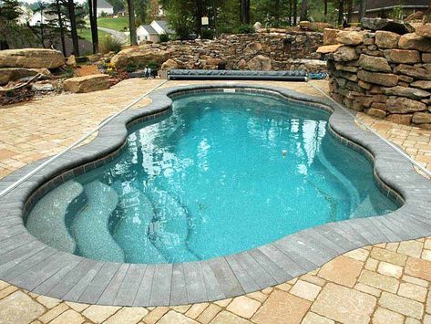 Small Inground Swimming Pools, Diy Inground Pool, Viking Pools, Swimming Pool Kits, Small Inground Pool, Inground Pool Designs, Pools For Small Yards, Dipping Pool, Fiberglass Swimming Pools