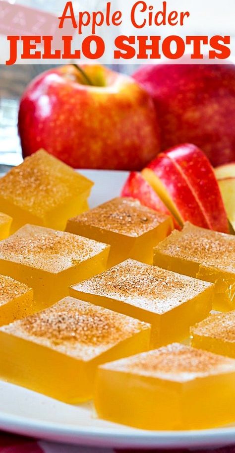 Apple Cider Jello Shots Fall Jello Shots, Apple Cider Jello Shots, Cider Jello Shots, Cold Apple Cider, Kid Friendly Dinners Healthy, Shots Alcohol Recipes, Fall Cocktail Recipes, Jello With Fruit, Easy Cocktail Recipes