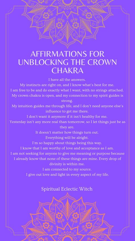 Crown Chakra Affirmation, Meditation Mantras Sanskrit, Mantras Sanskrit, Chakra For Beginners, Meditation Ideas, Senses Gift, Healing Guide, Deep Jungle, Crystal Healing Chart