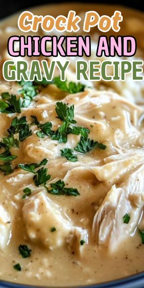 Easy Crock Pot Chicken and Gravy Chicken And Gravy Crockpot Recipes, Shredded Chicken And Gravy, Crock Pot Chicken And Gravy, Easy Crock Pot Chicken, Homemade Gravy Recipe, Crockpot Chicken And Gravy, Shredded Chicken Crockpot, Chicken Gravy Recipe, Chicken And Gravy