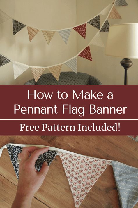 Sew a classic pennant flag banner with this easy to follow pattern. It's the perfect no-waste party decor for all your celebrations! sew a diy pennant banner | diy birthday decorations | sustainable party decor | flag banner pattern | diy banner | simple birthday decorations | easy sewing pattern | happy birthday Diy Bunting Banner Fabric, Birthday Decorations Easy, Diy Flag Banner, Diy Fabric Banner, Fabric Banner Diy, Diy Bunting Banner, Diy Pennant, Diy Pennant Banner, Birthday Pennant Banner