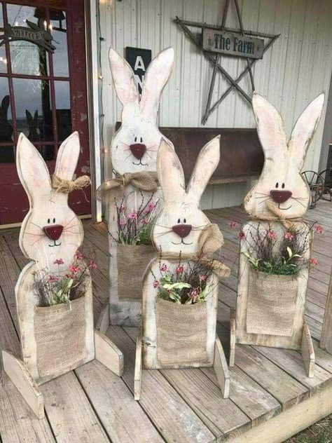 Diy – Velikonoce, Easter Porch Decor, Spring Wood Crafts, Easter Outdoor, Easter Wood Crafts, Spring Easter Crafts, Easter Projects, Easter Crafts Diy, Wood Crafts Diy