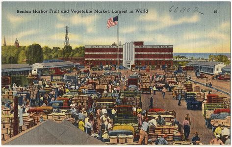 Benton Harbor Fruit and Vegetable Market, largest in the w… | Flickr Benton Harbor Michigan, Vegetable Market, Restaurant Inspiration, Michigan Art, Benton Harbor, Boston Public Library, Linen Texture, St Joseph, Public Library