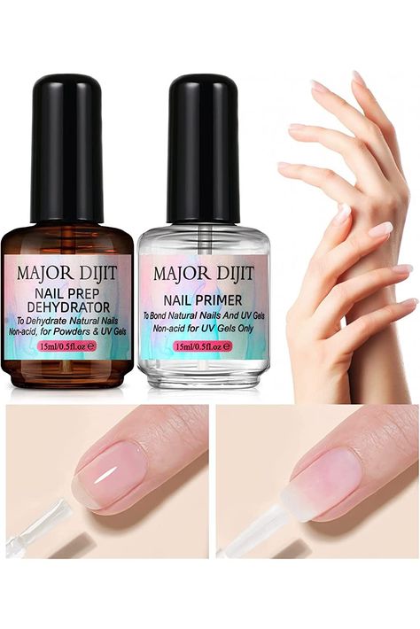 Major Dijit 15ML Nail Dehydrator and Primer, Natural Nail Prep Dehydrate and Acid-Free Primer for Gel Nail Polish, Air Dry Superior Bonding Primer for Acrylic Powder Nail Supplies Bonding Primer, Nail Dehydrator, Nails Supplies, Nail Primer, Nail Prep, Nail Care Tips, Nail Candy, Nail Supplies, Acrylic Powder