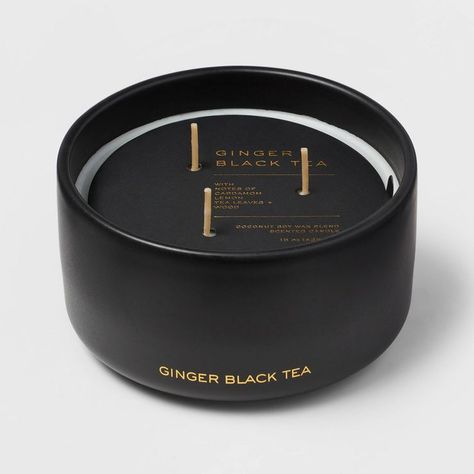 Target Candle, Coconut Oil Candle, Three Wick Candle, Ginger Black, Sage Candle, Tea Candle, Black Candle, Candle Packaging, Lemon Tea