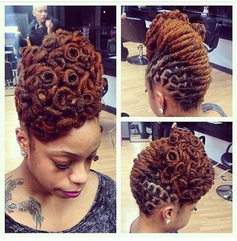 Wedding styles for Natural Hair and loc – Chekidredi Loc Updo, French Roll, Dreads Girl, Dreadlock Styles, Afrikaanse Mode, Updo Styles, Dreads Styles, Hair Done, Pin Curls