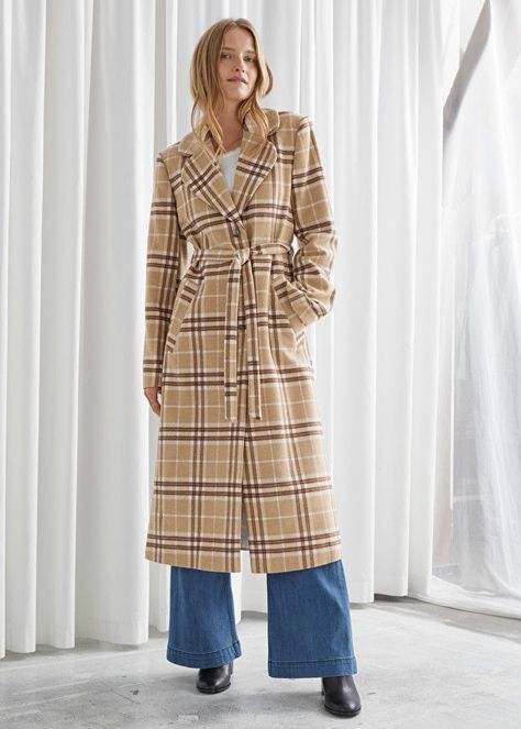 & Other Stories Belted Wool Blend Coat Best Winter Coats, Outerwear Trends, Fluffy Jacket, Statement Coat, Lace Top Long Sleeve, Plaid Coat, Belted Coat, Wool Blend Coat, Coat Outfits